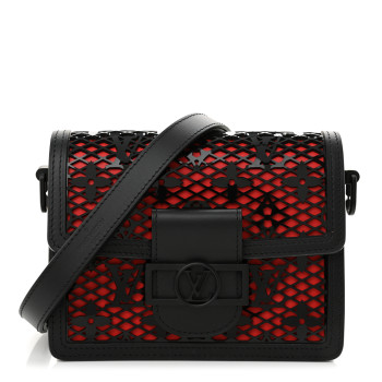 LOUIS VUITTON Patent Calfskin Monogram Lace Dauphine Mini Black