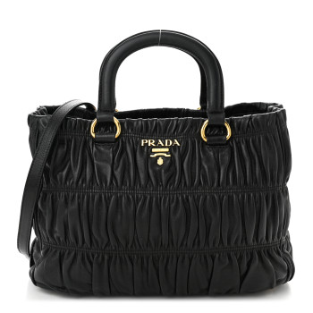 PRADA Nappa Gaufre Top Handle Tote Black