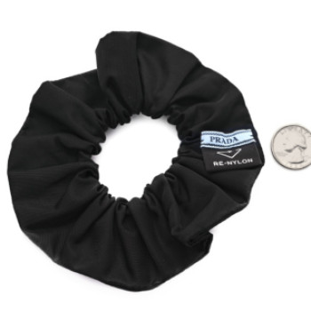 PRADA Re-Nylon Metal Logo Scrunchie Black