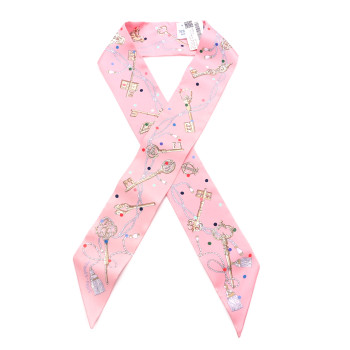 HERMES Silk Les Cles A Pois Twilly  Rose Beige Multicolor