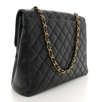 CHANEL Caviar Jumbo Single Flap Black