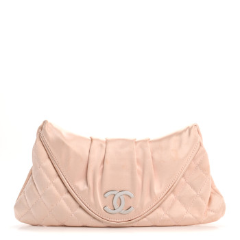 CHANEL Satin Quilted Flap Clutch Pink