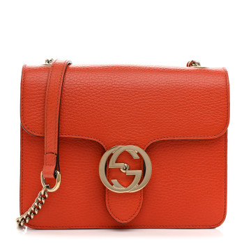 GUCCI Dollar Calfskin Small Interlocking G Shoulder Bag Sun Orange