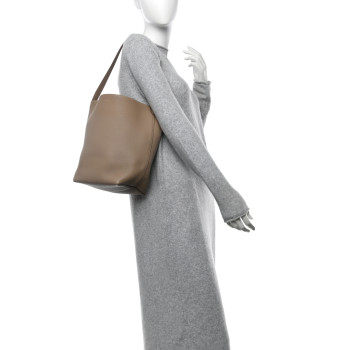 THE ROW Grained Calfskin Medium N/S Park Tote Dark Taupe