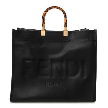 FENDI Vitello King Plexiglass Large Fendi Sunshine Shopper Tote Black
