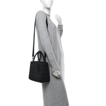 CHRISTIAN DIOR Ultra Matte Calfskin Cannage Medium Lady Dior Black