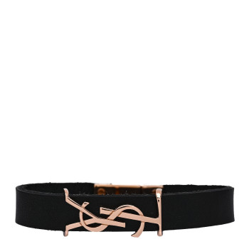 SAINT LAURENT Calfskin Opyum Bracelet S Black