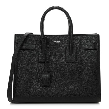 SAINT LAURENT Grained Calfskin Small Sac De Jour Black
