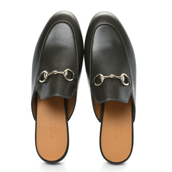 GUCCI Calfskin Womens Princetown Slippers 37.5 Luscious Green