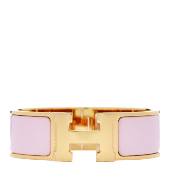 HERMES Enamel Wide Clic Clac H Bracelet GM Rose Dragee