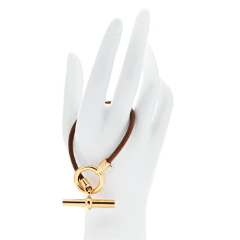 HERMES Natural Bridle Glenan Single Tour Bracelet Bouton