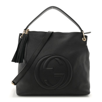 GUCCI Pebbled Calfskin Large Soho Hobo Black