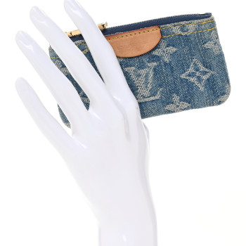 LOUIS VUITTON Monogram Denim Key Pouch Denim Blue