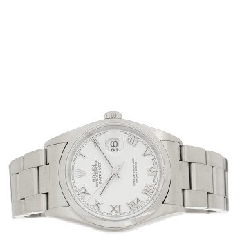 ROLEX Stainless Steel 36mm Oyster Perpetual Datejust Watch White Roman 16220