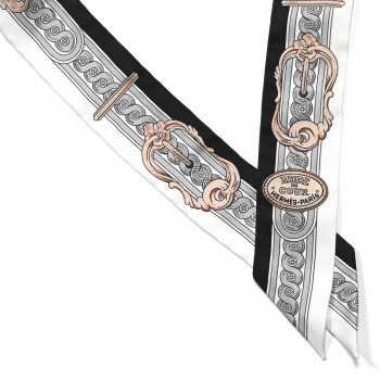 HERMES Silk Bride De Cour Twilly Black White Or Rose