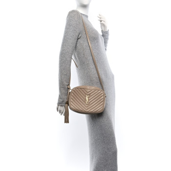 SAINT LAURENT Calfskin Matelasse Monogram Lou Camera Bag Dark Latte