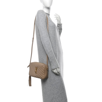 SAINT LAURENT Calfskin Matelasse Monogram Lou Camera Bag Nude Powder