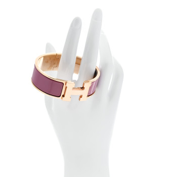 HERMES Enamel Wide Clic Clac H Bracelet GM Rose Velours