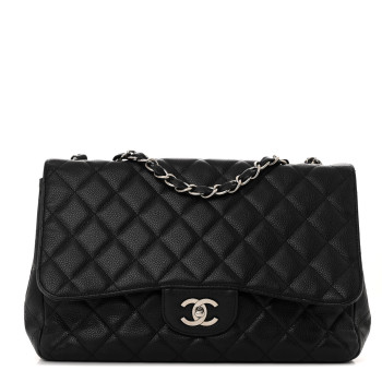 CHANEL Caviar Quilted Jumbo Single Flap Black