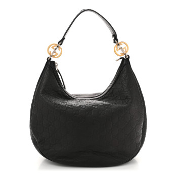 GUCCI Guccissima Medium GG Twins Hobo Black