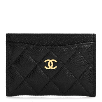 CHANEL Caviar Quilted Card Holder Black
