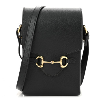 GUCCI Dollar Calfskin Vertical Horsebit 1955 Crossbody Bag Black