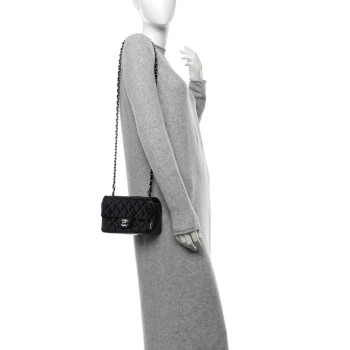 CHANEL Patent Calfskin Quilted Mini Rectangular Flap Black
