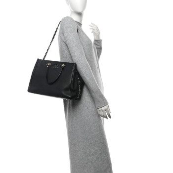 CHANEL Bullskin Stitched Medium Shopping Bag Black