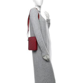 CHRISTIAN DIOR Calfskin Oblique Galaxy Perforated World Tour Messenger Pouch Red White