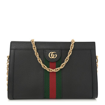GUCCI Calfskin GG Web Small Ophidia Chain Shoulder Bag Black