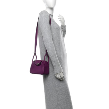 HERMES Taurillon Clemence Mini Lindy 20 Anemone