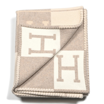 HERMES Wool Cashmere Avalon III Blanket Coco Camomille