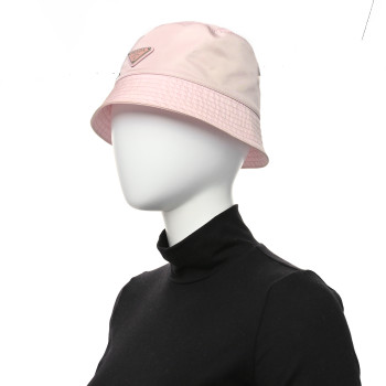 PRADA Re-Nylon Metal Triangle Logo Womens Bucket Hat M Alabastro