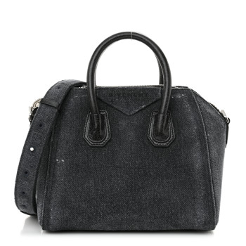 GIVENCHY Washed Denim Antigona Shoulder Bag Black