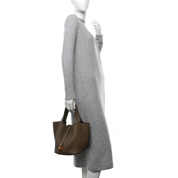 HERMES Taurillon Clemence Picotin Lock 22 MM Etoupe
