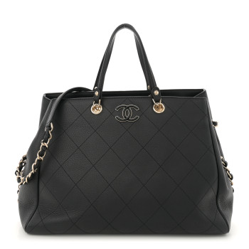 CHANEL Bullskin Stitched Medium Shopping Bag Black