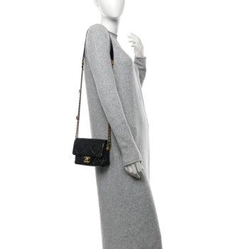 CHANEL Caviar Quilted Mini Twist Your Buttons Flap Black