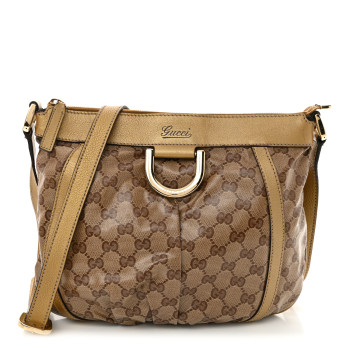 GUCCI Crystal Monogram Small D Gold Ring Messenger Gold
