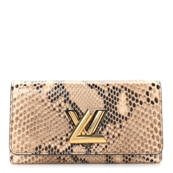 LOUIS VUITTON Snakeskin Twist Wallet Brown