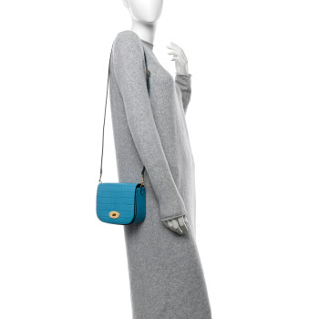 MULBERRY Deep Calfskin Crocodile Embossed Small Darley Azure