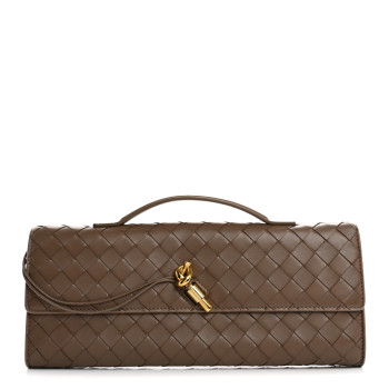 BOTTEGA VENETA Nappa Intrecciato Long Andiamo Top Handle Clutch Pinecone