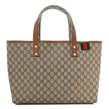 GUCCI GG Plus Monogram Medium Signature Web Loop Tote Brown
