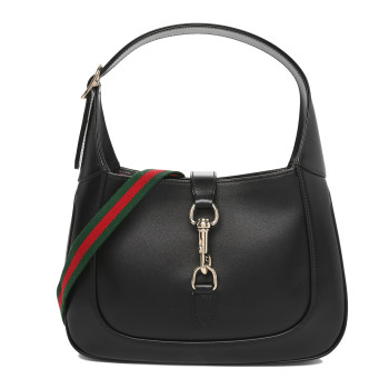 GUCCI Calfskin Small Jackie Shoulder Bag Black