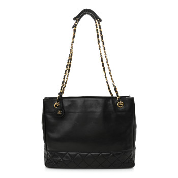 CHANEL Lambskin Quilted Shoulder Bag Black