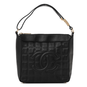CHANEL Lambskin Quilted Small Chocolate Bar Shoulder Bag Black