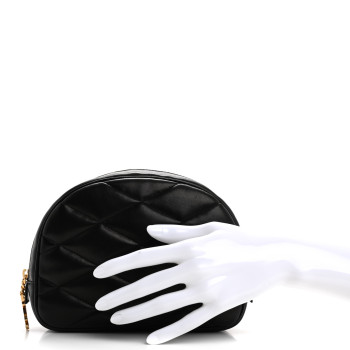 SAINT LAURENT Lambskin Quilted Lolita Cosmetic Pouch Black
