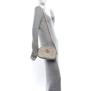 GUCCI Calfskin Matelasse Small GG Marmont Chain Shoulder Bag Sphinx