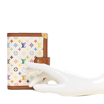 LOUIS VUITTON Monogram Multicolor Small Ring Agenda Cover White