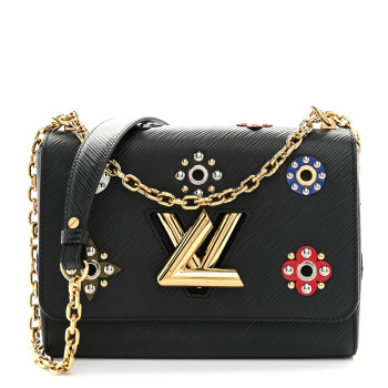 LOUIS VUITTON Epi Mechanical Flowers Twist Shoulder Bag MM Black