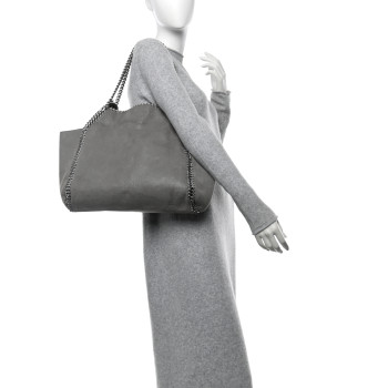 STELLA MCCARTNEY Shaggy Deer Falabella Reversible Tote Light Grey